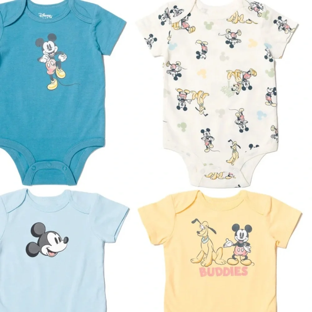 Disney Mickey Mouse Baby Bodysuit Collection - Blue, White, Yellow